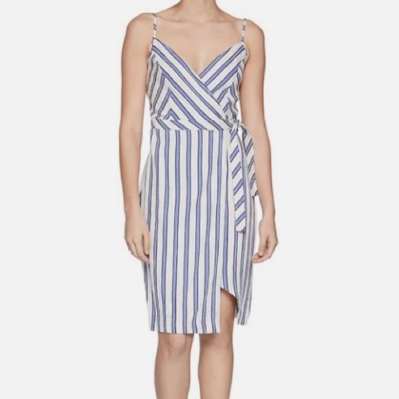 Bcbgeneration Blue And White Striped True Wrap Dress - Picture 1 of 1